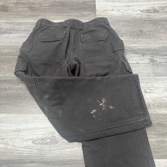 Duluth Trading Gray Tan Men 34x29 Relaxed Fit Fleece Workwear Hiking Cargo Pants - Picture 1 of 12